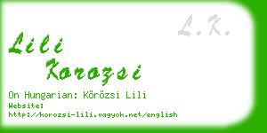 lili korozsi business card